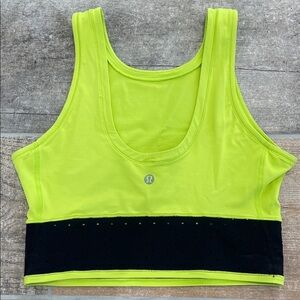 Lululemon Lime Green and Black Crop Top Tank Top Size 4 Like New